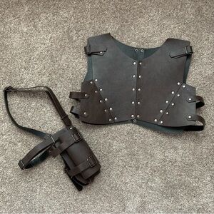 Medieval Faux Leather Chest Armor, Retro Mercenary Knight Archer Body Armor